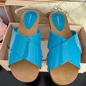 BCBGeneration Teal slides with Stud Accents